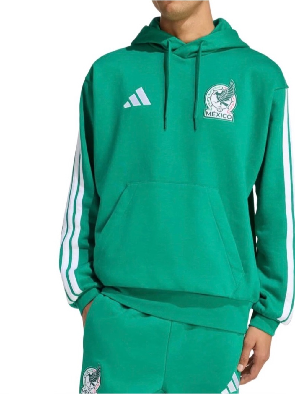 Adidas Mexico Soccer Team Men’s DNA Fleece Hoodie Sz 2XL, 3XL Green Big & Tall